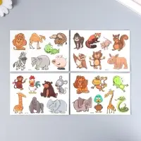 Татуировка на тело цветная "Забавные звери" 11,5х8 см МИКС