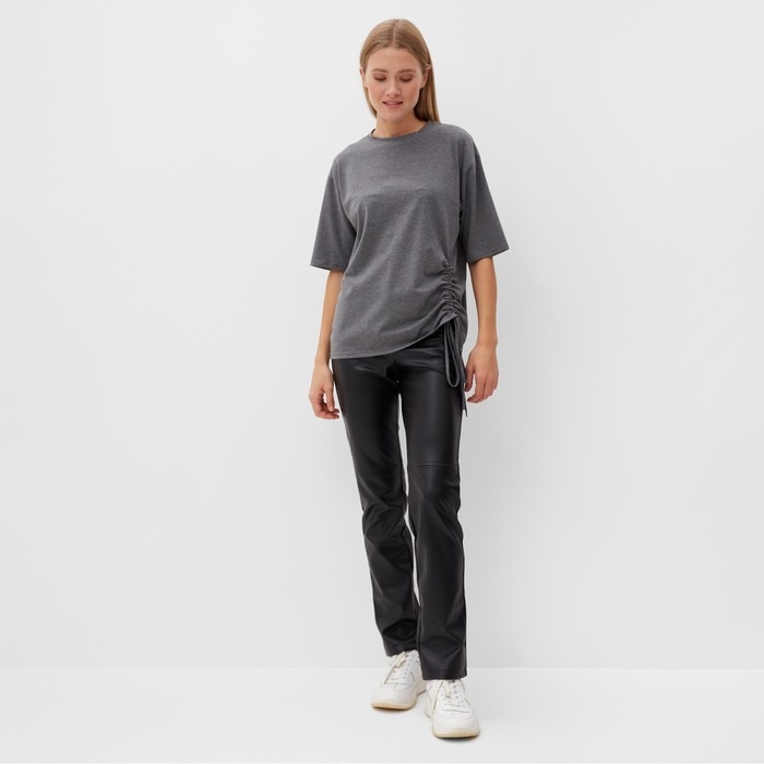 Футболка женская с кулиской MINAKU REGULAR FIT: цвет серый, р-р 44 Футболка женская с кулиской MINAKU REGULAR FIT: цвет серый, р-р 44