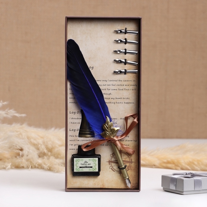 Набор подарочный 3в1 "Герби": перьевая ручка, чернила, наконечники, синий