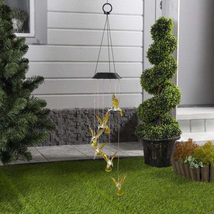 Садовый светильник на солнечной батарее &laquo;Колибри&raquo;, 12.5&times;86&times;12.5 см, 6 LED, свечение тёплое белое