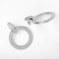 Новый год! Символ года 2025! Серьги со стразами «Змея» кольцо соблазна, цвет чёрный в серебре Новый год! Символ года 2025! Серьги со стразами «Змея» кольцо соблазна, цвет чёрный в серебре