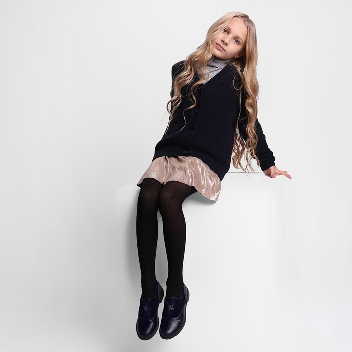 Колготки детские ЭРА "Мелкие Сердечки", цвет тёмно-синий, 10-12 лет