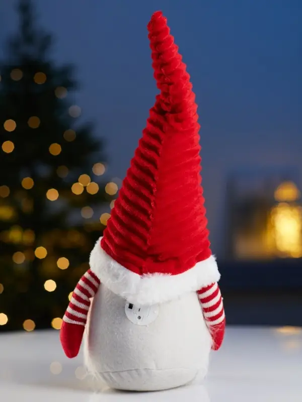 Фигура текстиль &laquo;Гном романтик в красном&raquo; 40 см, 1LED, LR1130х3 (в компл.), Т/БЕЛЫЙ