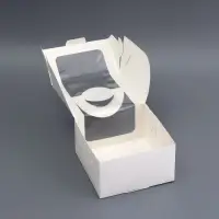 Коробка под бенто - торт с окном, белая, 14&times;14&times;8 см