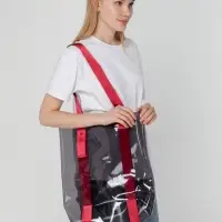 Шопер Clear Fest, прозрачный серый с красными ручками