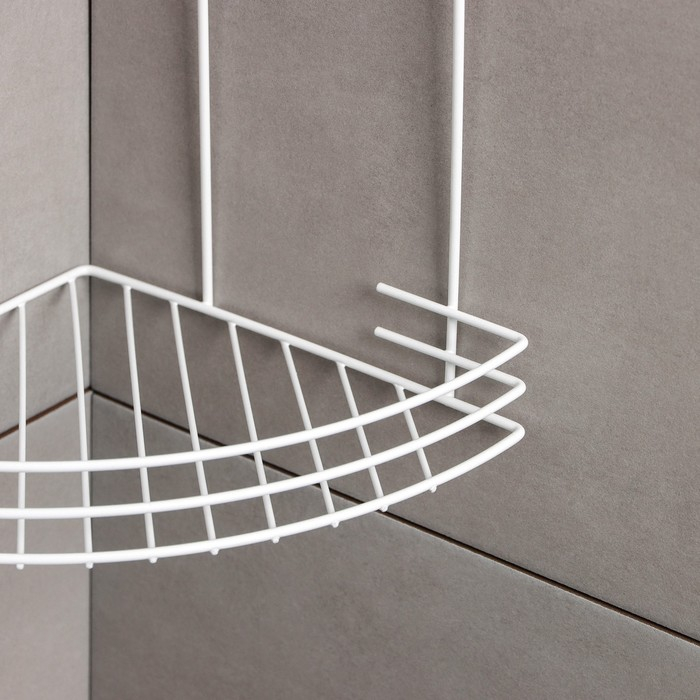 Полка для ванной угловая 2-х ярусная, 19&times;30 см, цвет белый