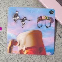 Кольцо с надписью &laquo;Пиво&raquo;, цветное в золоте, размер 17