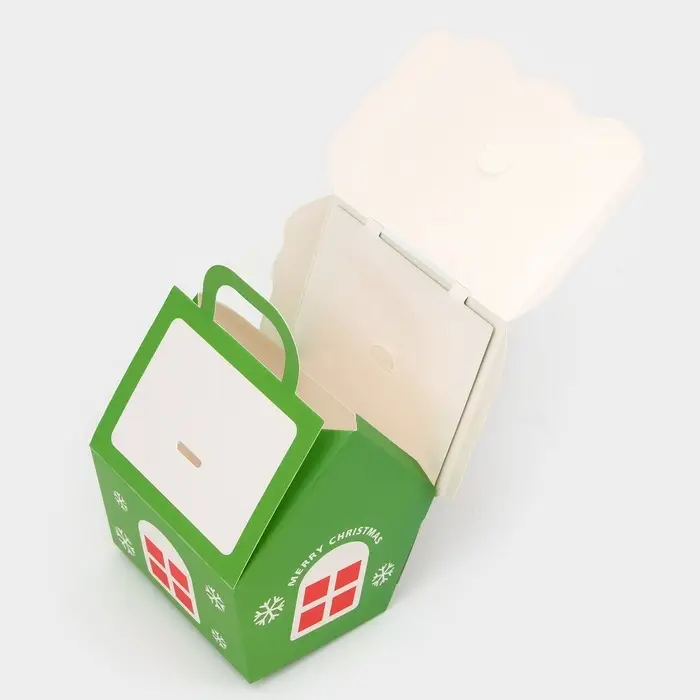 Коробка складная Новогодняя &laquo;Домик&raquo; зеленая 8.5&times;8.5&times;10 см