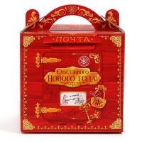 Коробка кондитерская с окном, сундук, &laquo;Новогодняя почта&raquo;, 20 х 20 х 20 см,