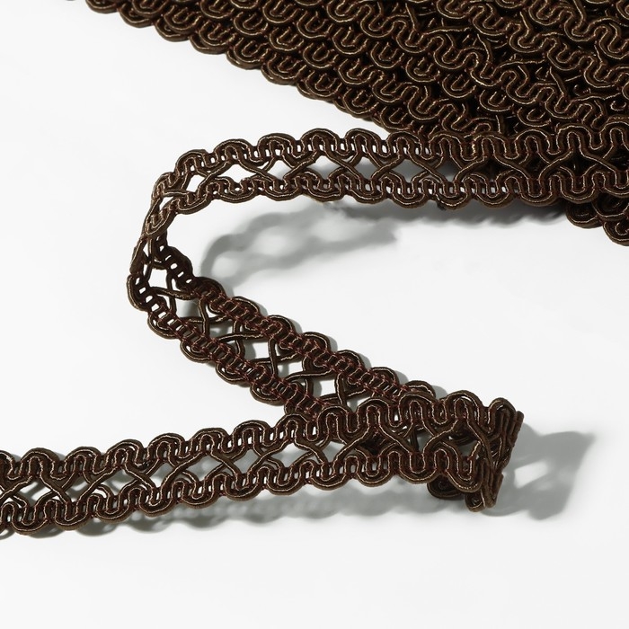 Тесьма декоративная &laquo;Песочные часы&raquo;, 14 мм, 10 &plusmn; 1 м, цвет коричневый