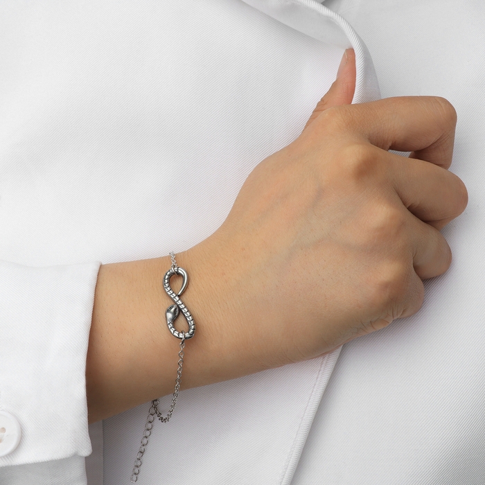 Браслет металл &laquo;Змея&raquo; бесконечность, цвет серебро