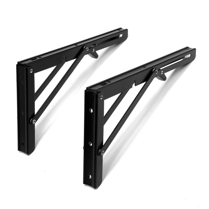 Кронштейн складной для столов и полок ТУНДРА, K001, 2 шт, длина 300 мм, сталь цвет черный