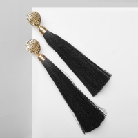 Серьги &laquo;Кисти&raquo; классика, цвет чёрный в золоте, L кисти 9,5 см