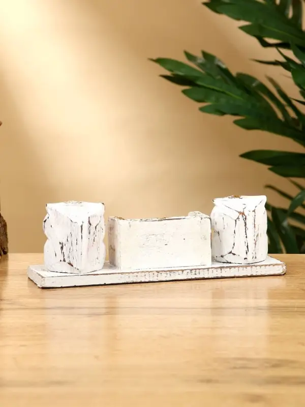 Календарь настольный "Совушки" дерево 19х6х6 см, цв. белый