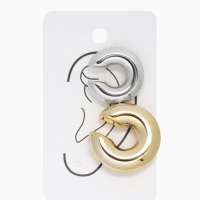 Серьги &laquo;Каффы&raquo; набор 2 шт, бублики, цвет серебро с золотом
