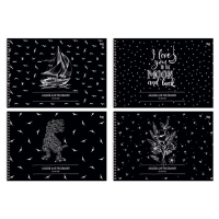 Альбом для рисования А4, 20 листов на гребне "Чёрный стиль", обложка картон, блок офсет 100 г/м2, МИКС