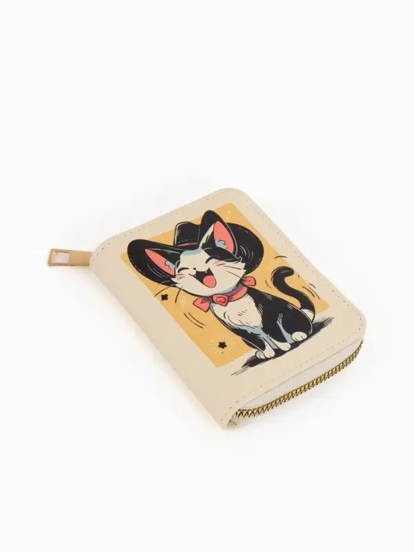 Кошелек дет 07-01-01 Июнь2548 кот, 8,5*2,5*10,5 см, 2 отд+отд/молн, д/карт, белый