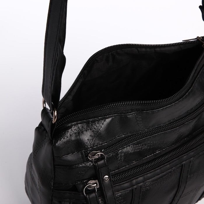 Сумка женская на одно плечо, на молнии, цвет чёрный Сумка женская на одно плечо, на молнии, цвет чёрный