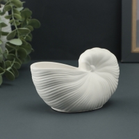 Гипсовая ваза декоративная настольная &laquo;Ракушка&raquo;, для цветов, сухоцветов, 8&times;13х7см, белый