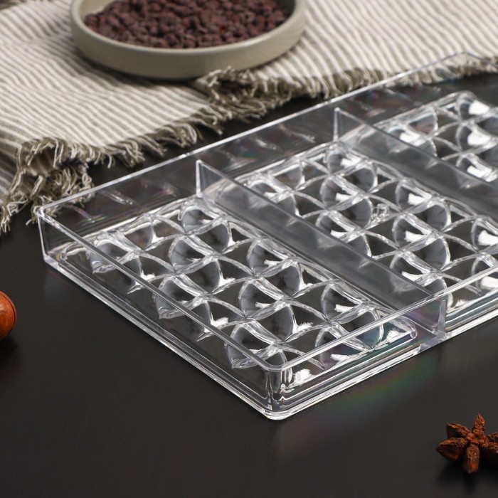 Форма для шоколада KONFINETTA «Акапулько», 27,5×17,5×2,5 см, 3 ячейки 15,3×7,5×0,8 см, цвет прозрачный Форма для шоколада KONFINETTA «Акапулько», 27,5×17,5×2,5 см, 3 ячейки 15,3×7,5×0,8 см, цвет прозрачный