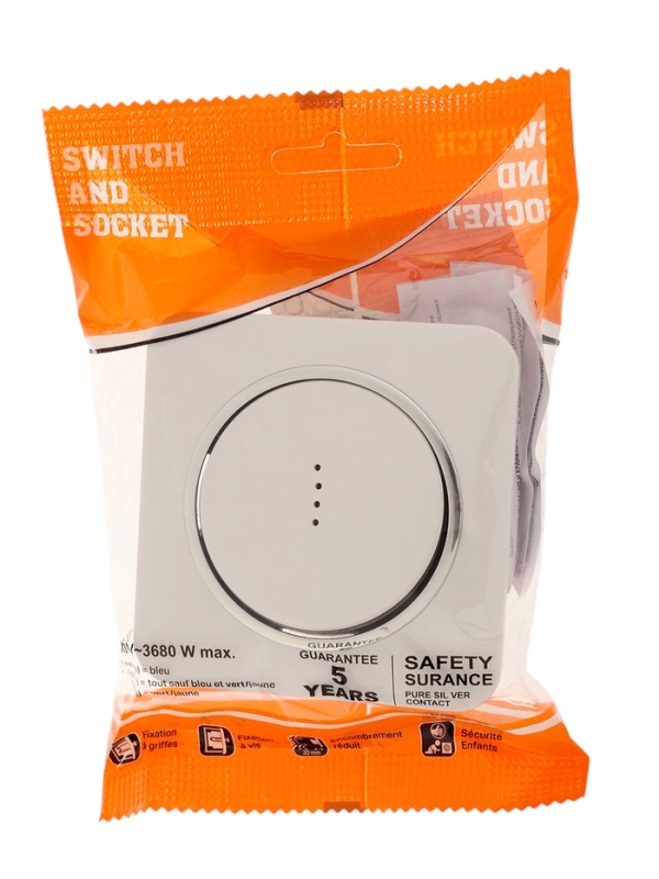 Выключатель, серия "Circular", 10 А, 1 кл., с подсветкой, скрытый, белый, серебристая рамка   107461