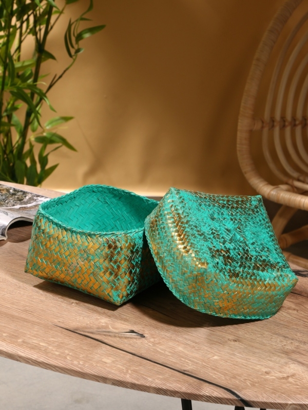 Корзинка плетеная "Голден мини" 19х19х14 см, голубой