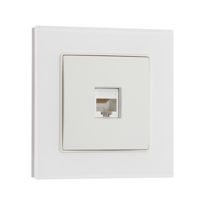 Розетка компьютерная одноместная TOT Matte Glass, скрытая, стекло, белая Розетка компьютерная одноместная TOT Matte Glass, скрытая, стекло, белая