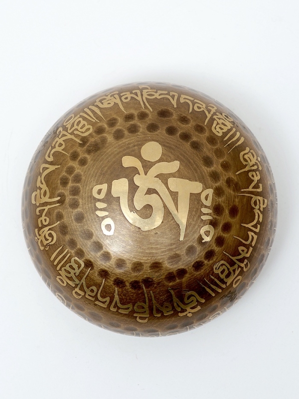 Музыкальный инструмент поющая чаша Music Life, золотистая с узорами, 9 см