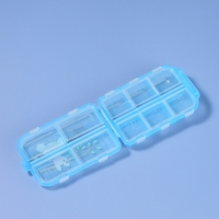 Таблетница, 9,5 × 6 × 3 см, 10 секций, цвет голубой Таблетница, 9,5 × 6 × 3 см, 10 секций, цвет голубой