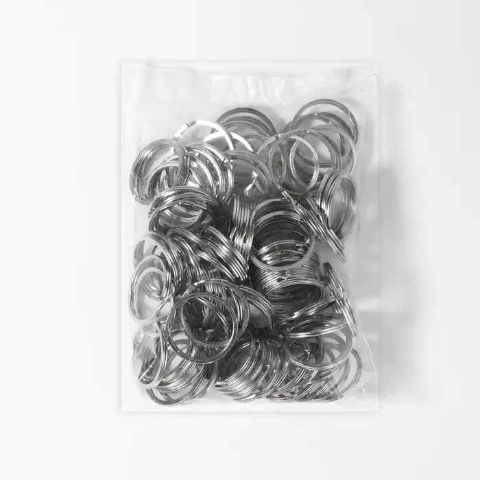 Кольцо для брелока d30мм набор 100 шт плоское металл серебряный