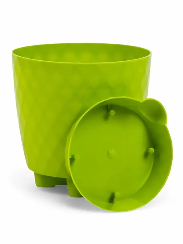 Кашпо с прикорневым поливом "Румба" 1,5 л, D14 см, h-14,5 см, цвет киви