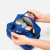 Косметичка, 2 отдела на молниях, цвет синий