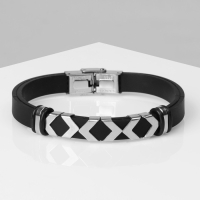 Браслет унисекс «Мощь» геометрия, цвет чёрный с серебром, 22 см Браслет унисекс «Мощь» геометрия, цвет чёрный с серебром, 22 см