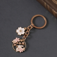 Брелок металл, эмаль "Зайка и сакура" 9 см