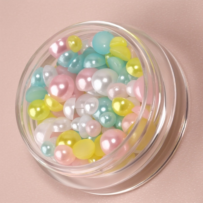 Стразы для ногтей, жемчужные, объёмные, разноцветные