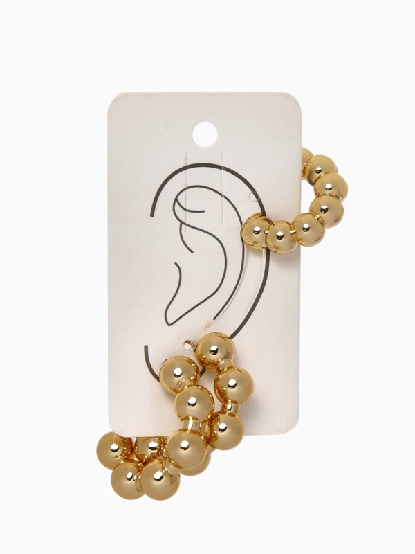 Набор серьги и каффы 3 шт &laquo;Бублики&raquo; дутые, цвет золото