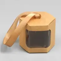 Коробка подарочная шестигранная, с окном, крафт, 12,5 х 7 х 7 см