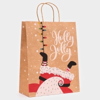 Новый год. Пакет бумажный подарочный новогодний крафт "Гирлянда", 33 &times; 26 &times; 12 см.