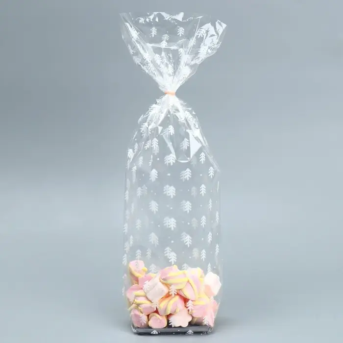 Пакет подарочный новогодний с жёстким дном &laquo;Ёлочки&raquo;, 6 х 8 х 30 см