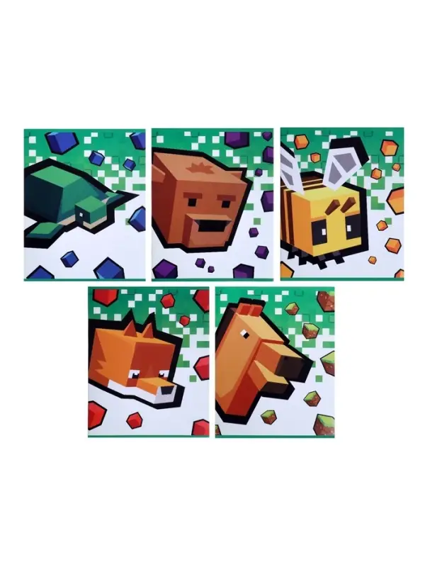 Тетрадь 48 листов в линейку Calligrata &laquo;Пиксели&raquo;, обложка мелованный картон, блок офсет, МИКС