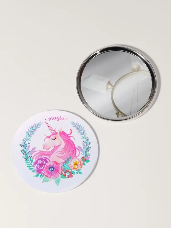 Зеркало карманное &laquo;Единороги&raquo;, d=7.5 см, разноцветное