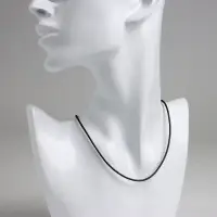 Шнурок каучуковый, неполый, 60 см + удлинитель 5 см, d=1.3 мм, чёрный в серебре