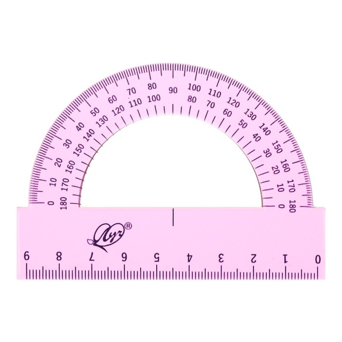 Набор чертёжный 4 предмета (линейка 15 см, угольник 30 &deg;/ 60 &deg;, 10 см; угольник 45 &deg;/ 45 &deg;, 8 см; транспортир 180 &deg;, 9 см), прозрачный розовый