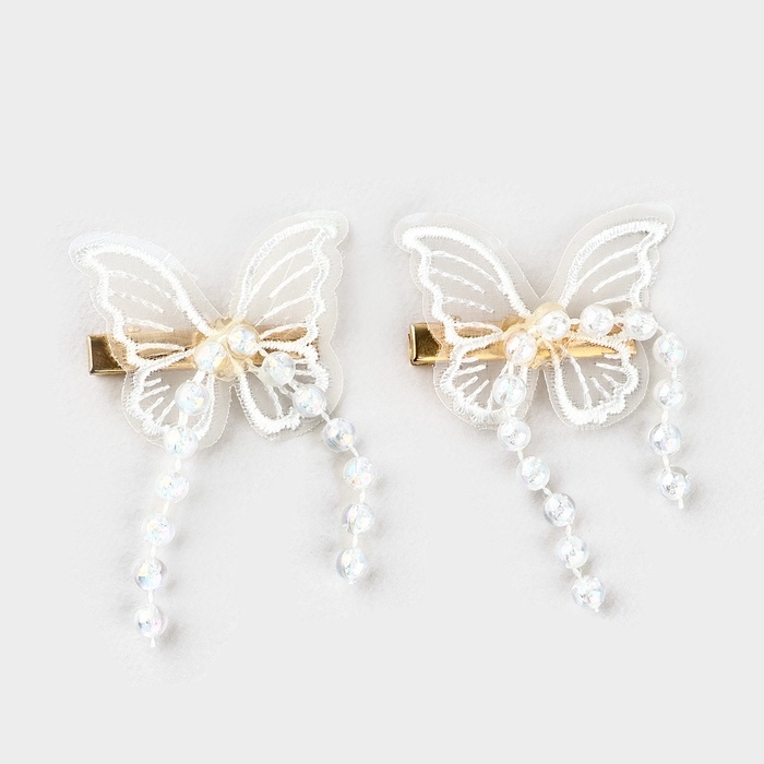 Заколки для волос с бабочками &laquo;Чудесная&raquo;, 2 шт, 5 х 3 см