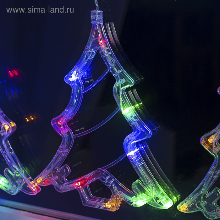 Гирлянда &laquo;Бахрома&raquo; 2.4 &times; 0.9 м с насадками &laquo;Ёлки&raquo;, IP20, прозрачная нить, 138 LED, свечение мульти, 8 режимов, 220 В