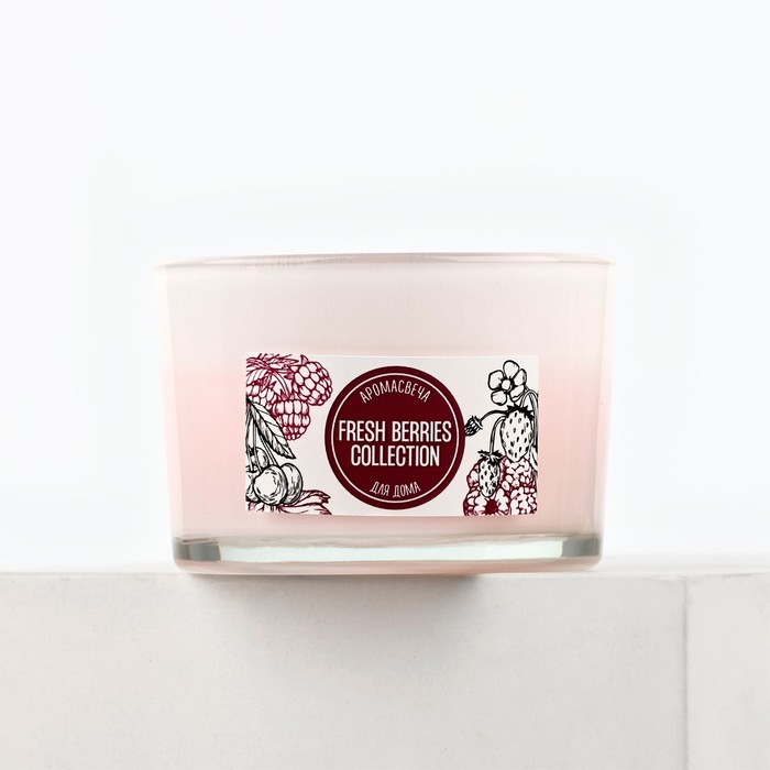 Свеча ароматическая в стекле &laquo;Fresh&raquo; с натуральными камнями: ягоды, 6,8 х 5 см.