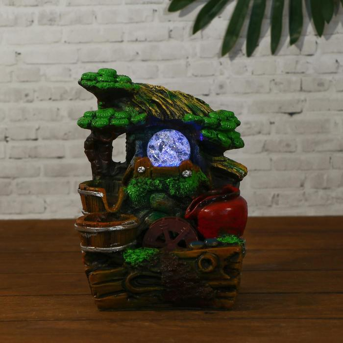 Фонтан "Чаши под соломенной крышей" 14х19 см (с подсветкой)