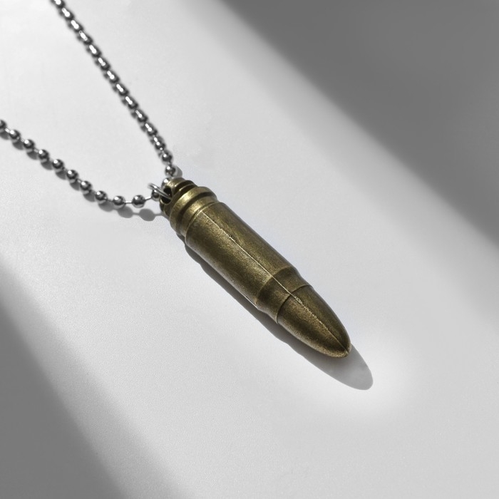Кулон мужской &laquo;Пуля&raquo; раскручивающийся, цвет чернёное золото, 50 см