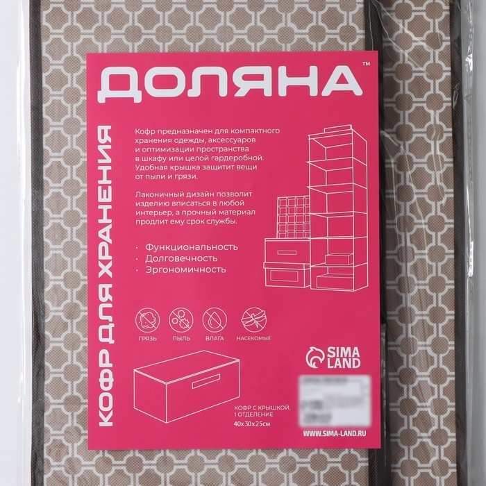 Короб стеллажный для хранения с крышкой Доляна &laquo;Браун&raquo;, 40&times;30&times;25 см, цвет коричневый