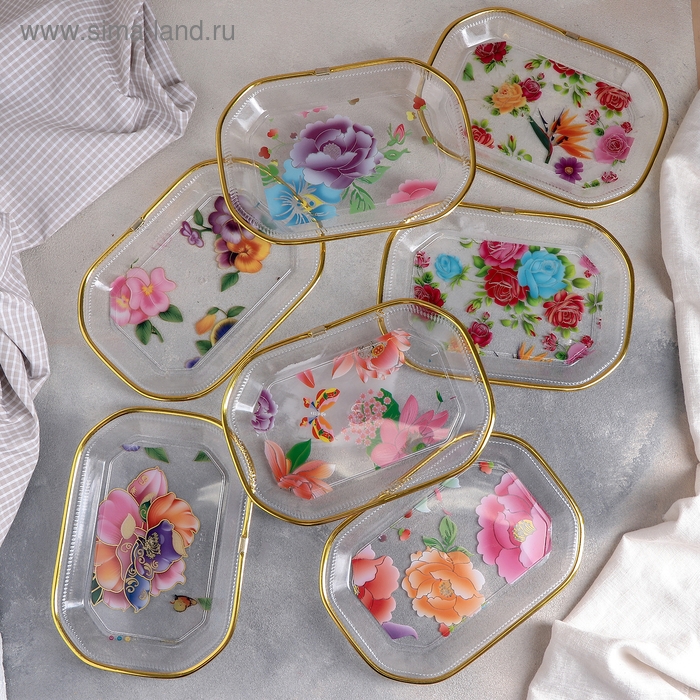 Блюдо прямоугольное &laquo;Блеск&raquo;, 21,7&times;15,3 см, рисунок МИКС